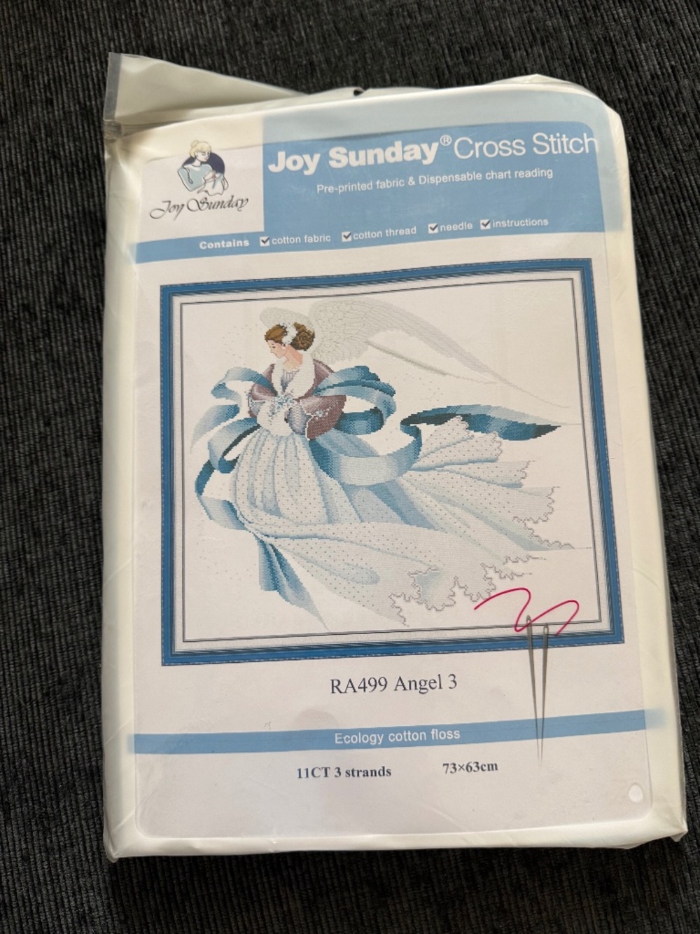 Angel 3 Winter Joy Sunday Cross Stitch Kit 11CT Pre-Printed Aida NEW